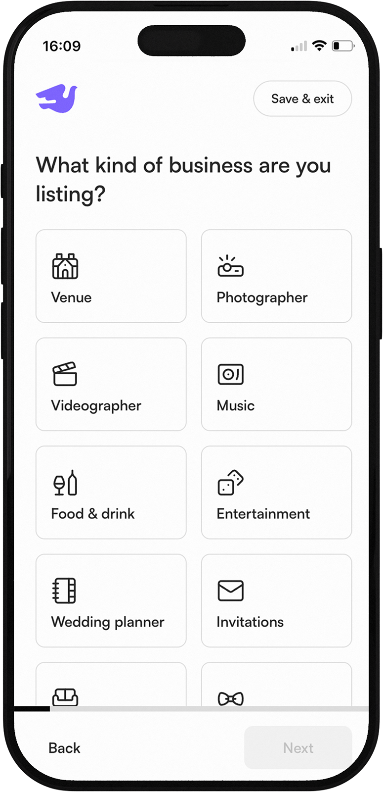 Vendor Onboarding – Choose a Category