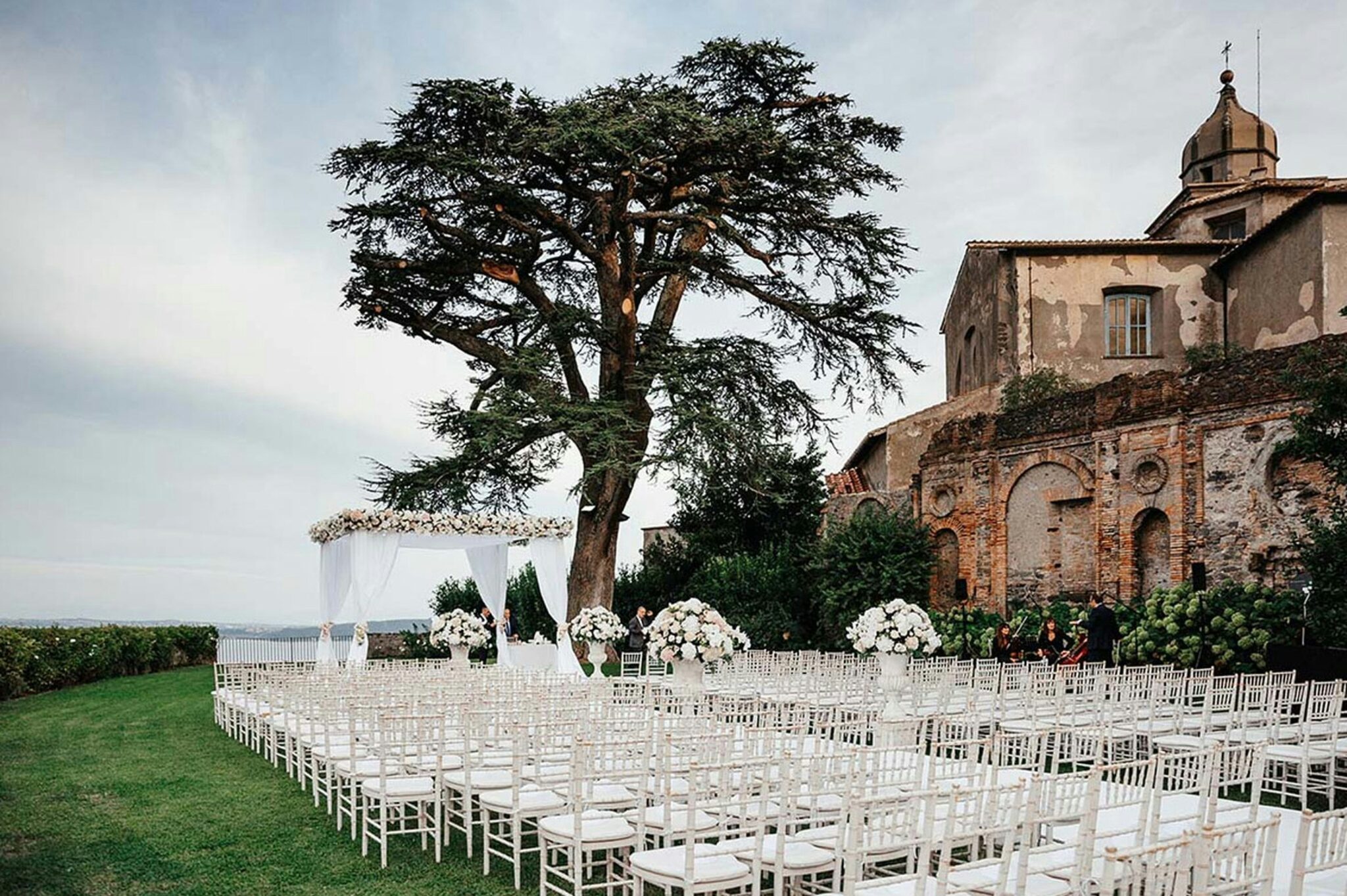 A wedding ceremony set-up in Italy.