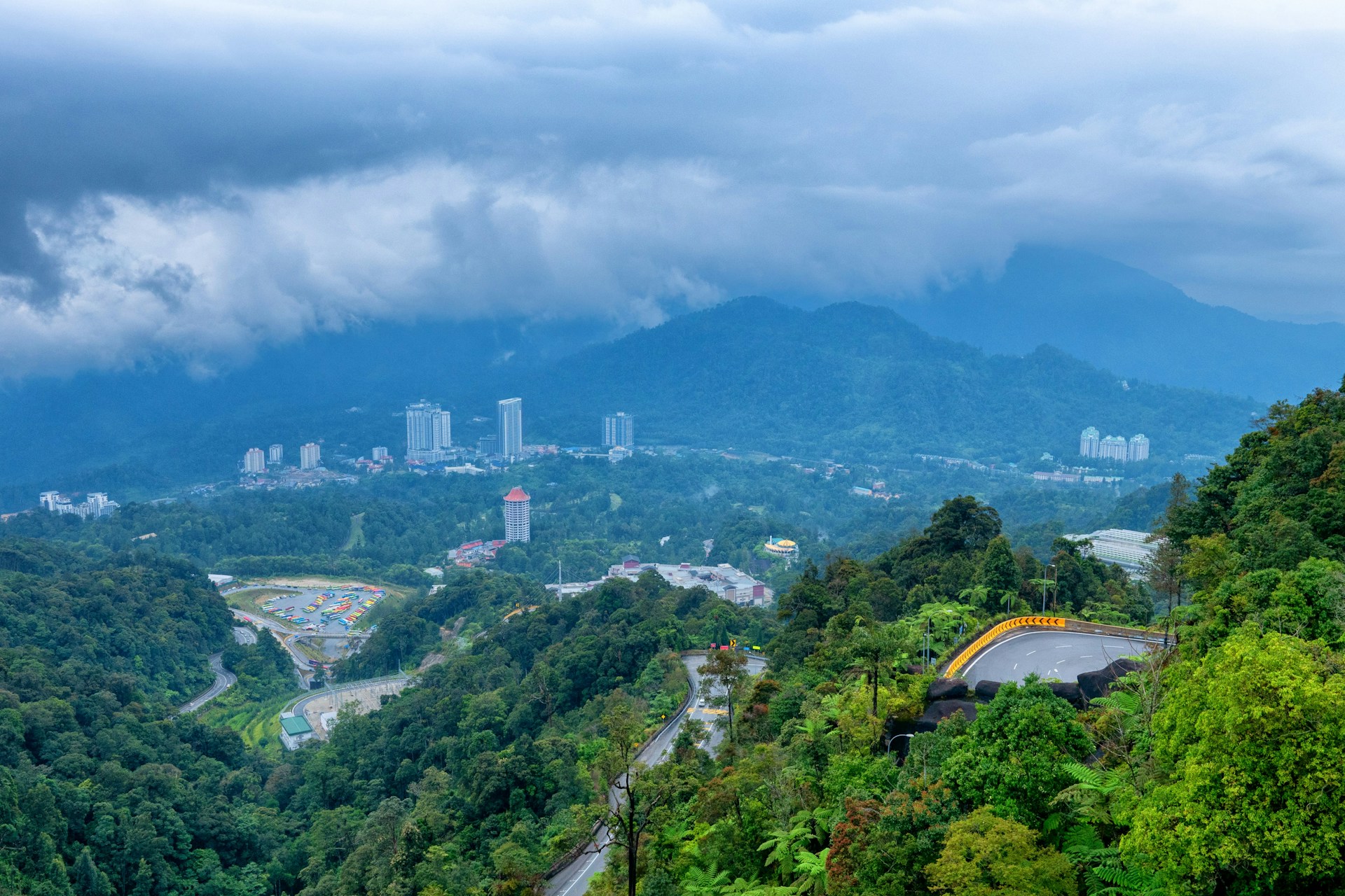 Looking down from the mountains of Genting Highlands, Pahang, Malaysia into the city.