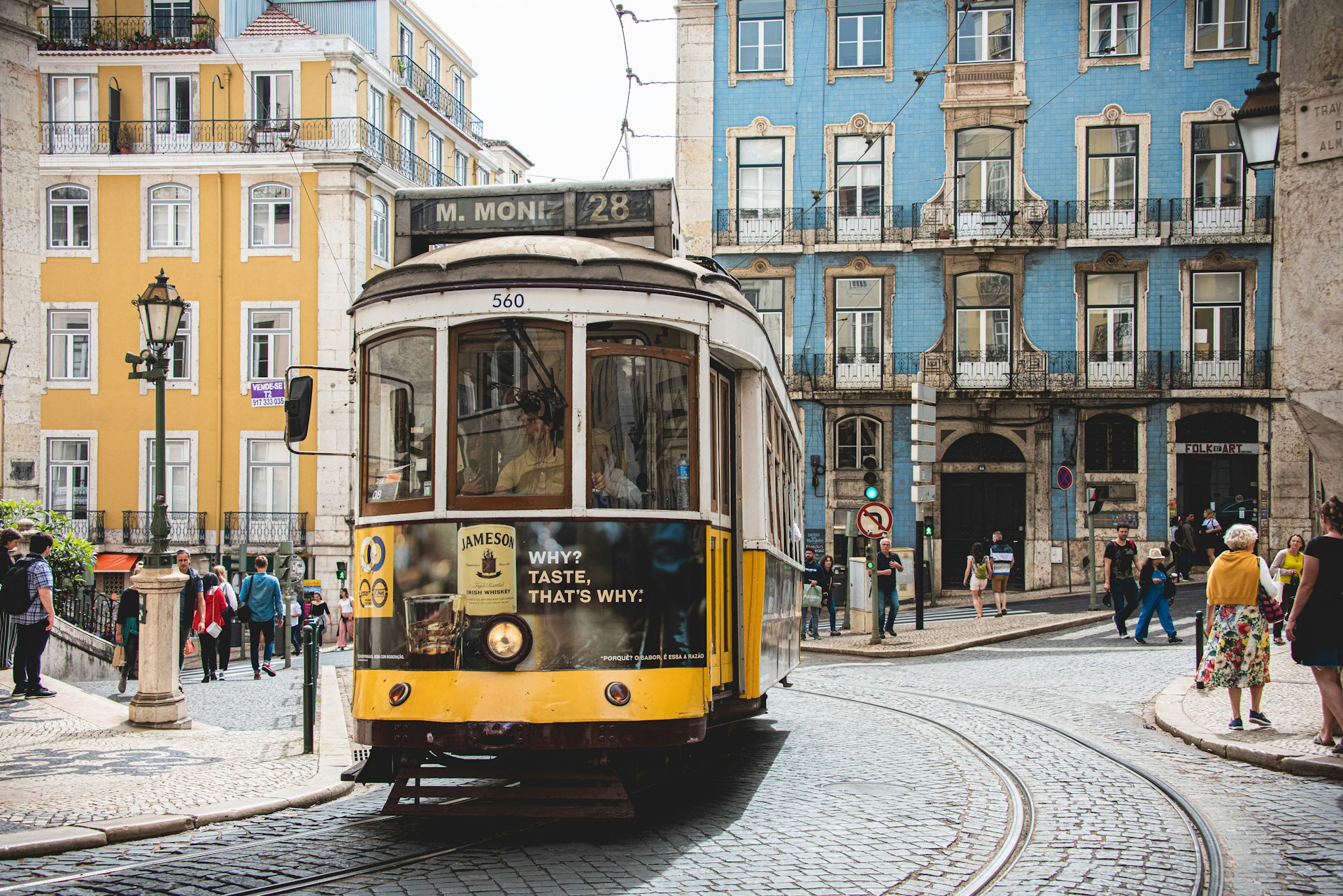 Old tram in the streets of Porto, Portugal.