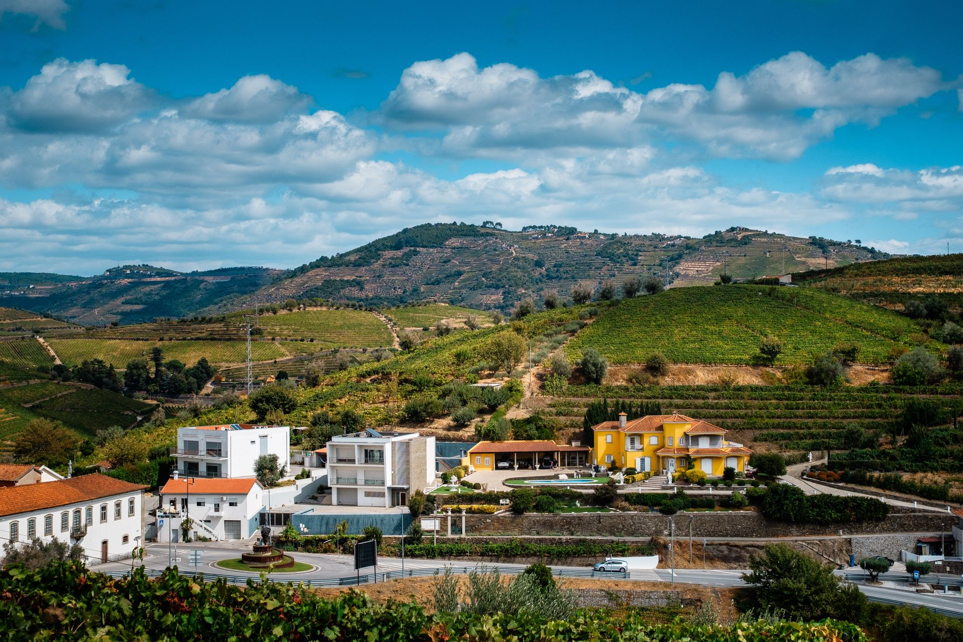 Villa overlooking wineries in Douro Valley, Portugal.