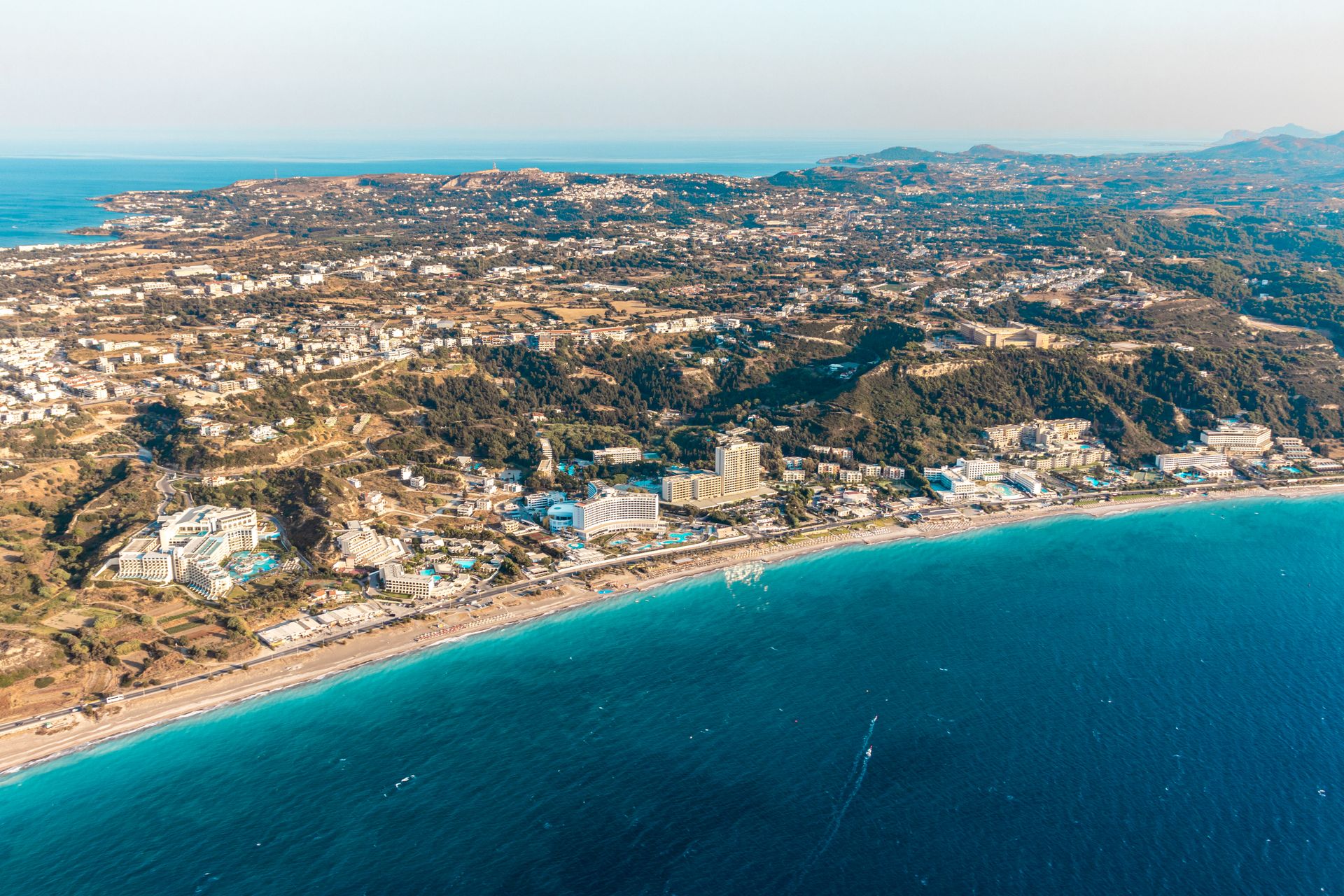 Drone shot of Rhodes, Greece.