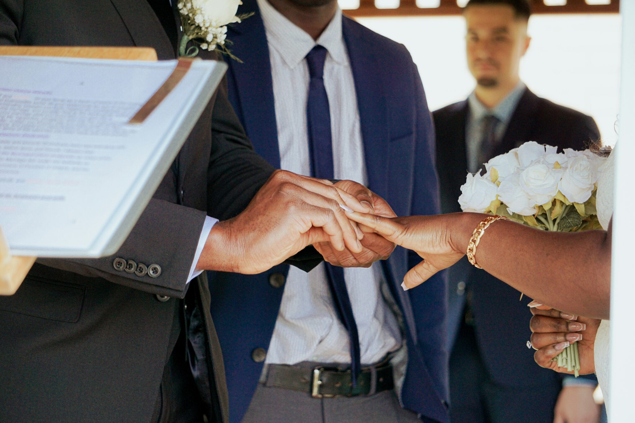 a couple exchanging rings